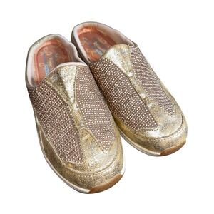 Skechers Relaxed Fit Rose Gold Rhinestone Mule Sneakers 49650 Womens 8.5
